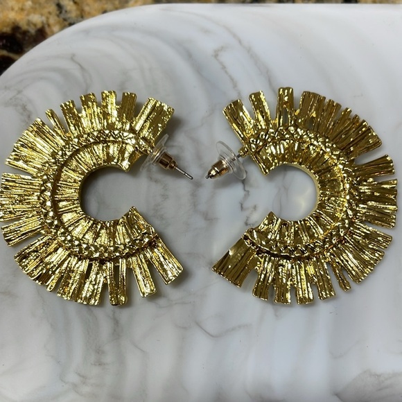 Zara Gold Flat Hoop Earrings - Picture 11 of 15